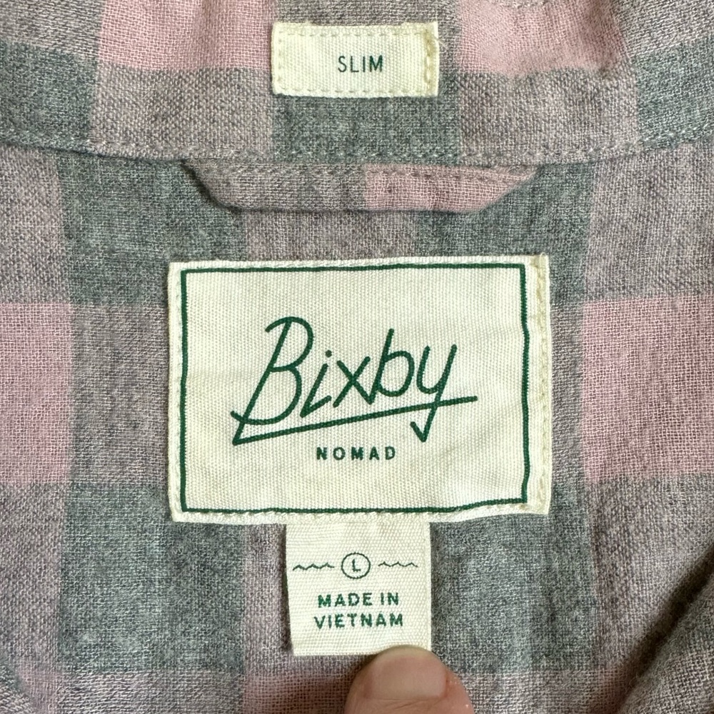 Bixby top men large 100% cotton slim fit long sleeve button down flannel pink - Picture 3 of 8
